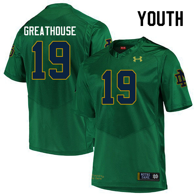 Youth #19 Jaden Greathouse Notre Dame Fighting Irish College Football Jerseys Stitched-Green